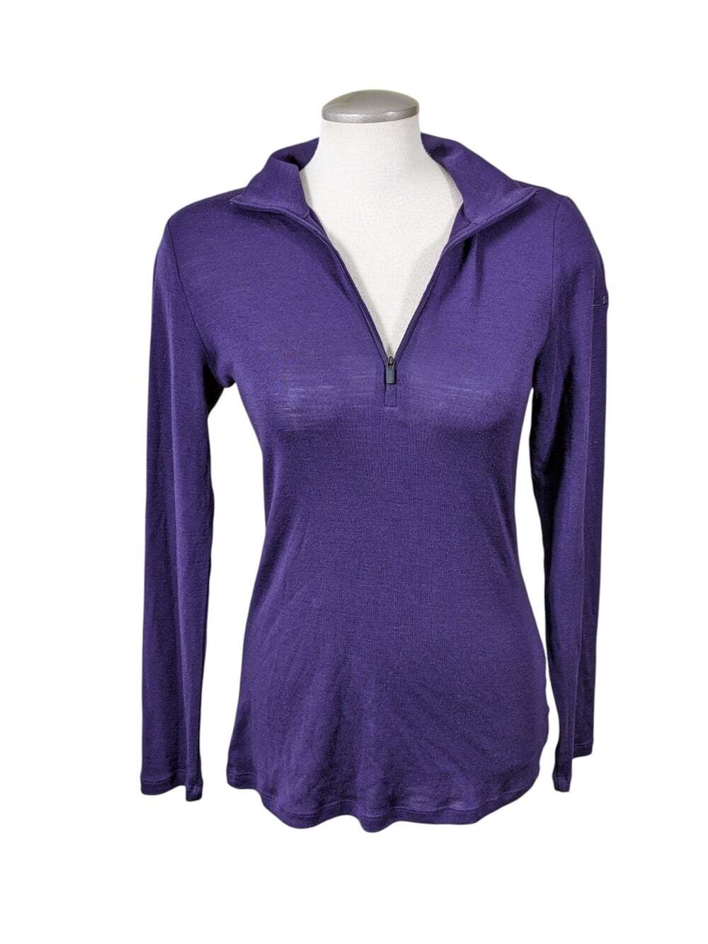 Icebreaker Merino Wool 175 Purple Long Sleeve Zip Base Layer Top Womens Medium